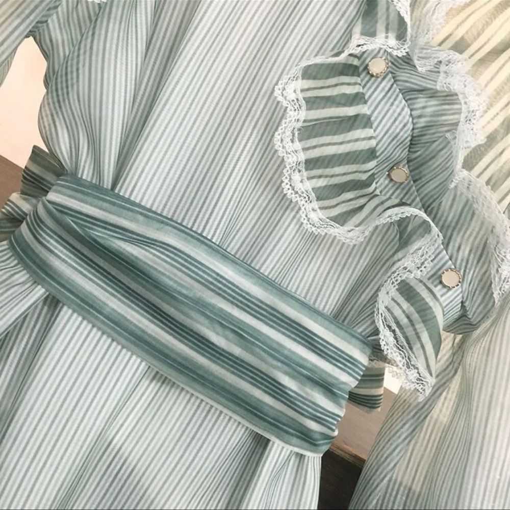 Runway Blue Stripe Asymmetrical Dress - Picture 13 of 13